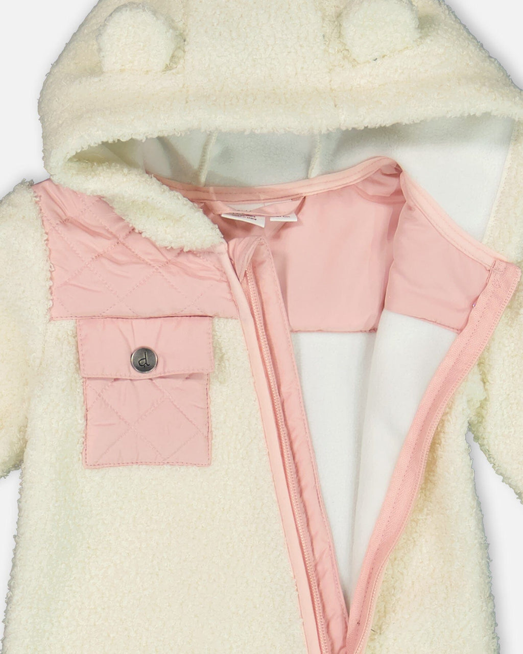 Baby One-Piece Sherpa Mid-Season Outerwear Off-White And Pale Pink