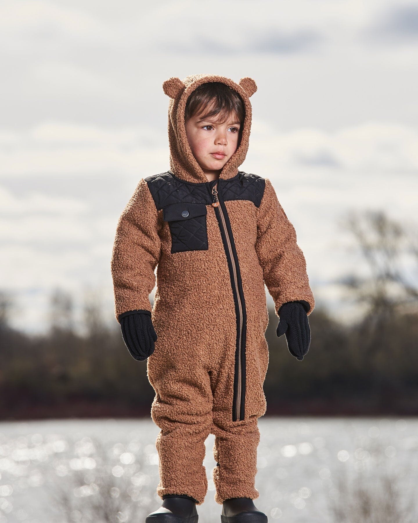 Baby One-Piece Sherpa Mid-Season Outerwear Tan And Black