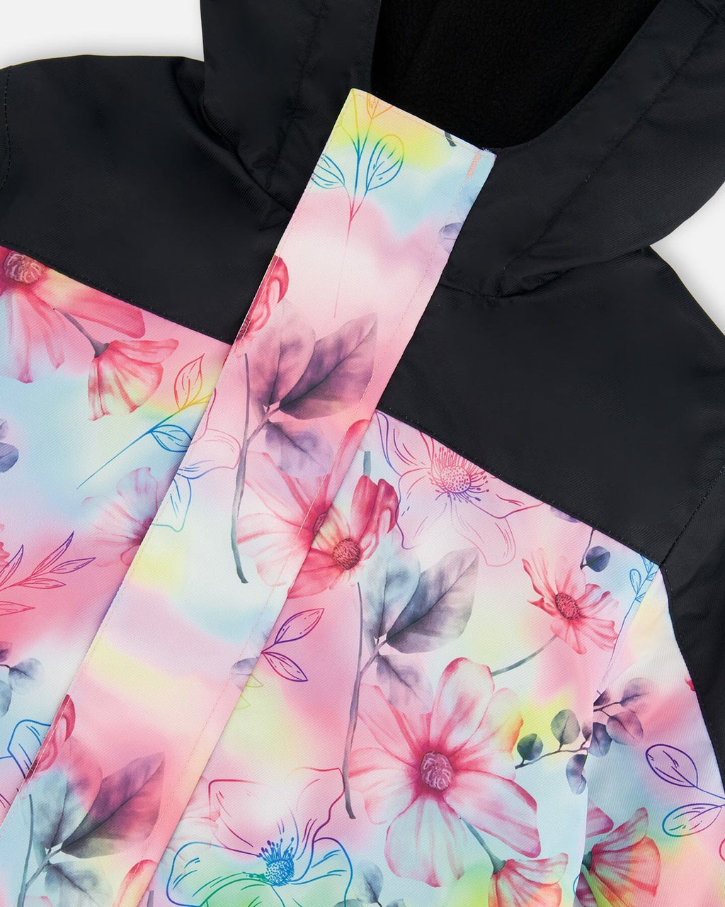 Printed Mid-Season One-Piece Outerwear Butterflies On Multicolored And Black Background