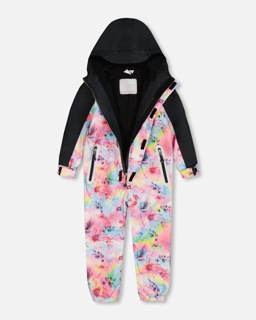 Printed Mid-Season One-Piece Outerwear Butterflies On Multicolored And Black Background