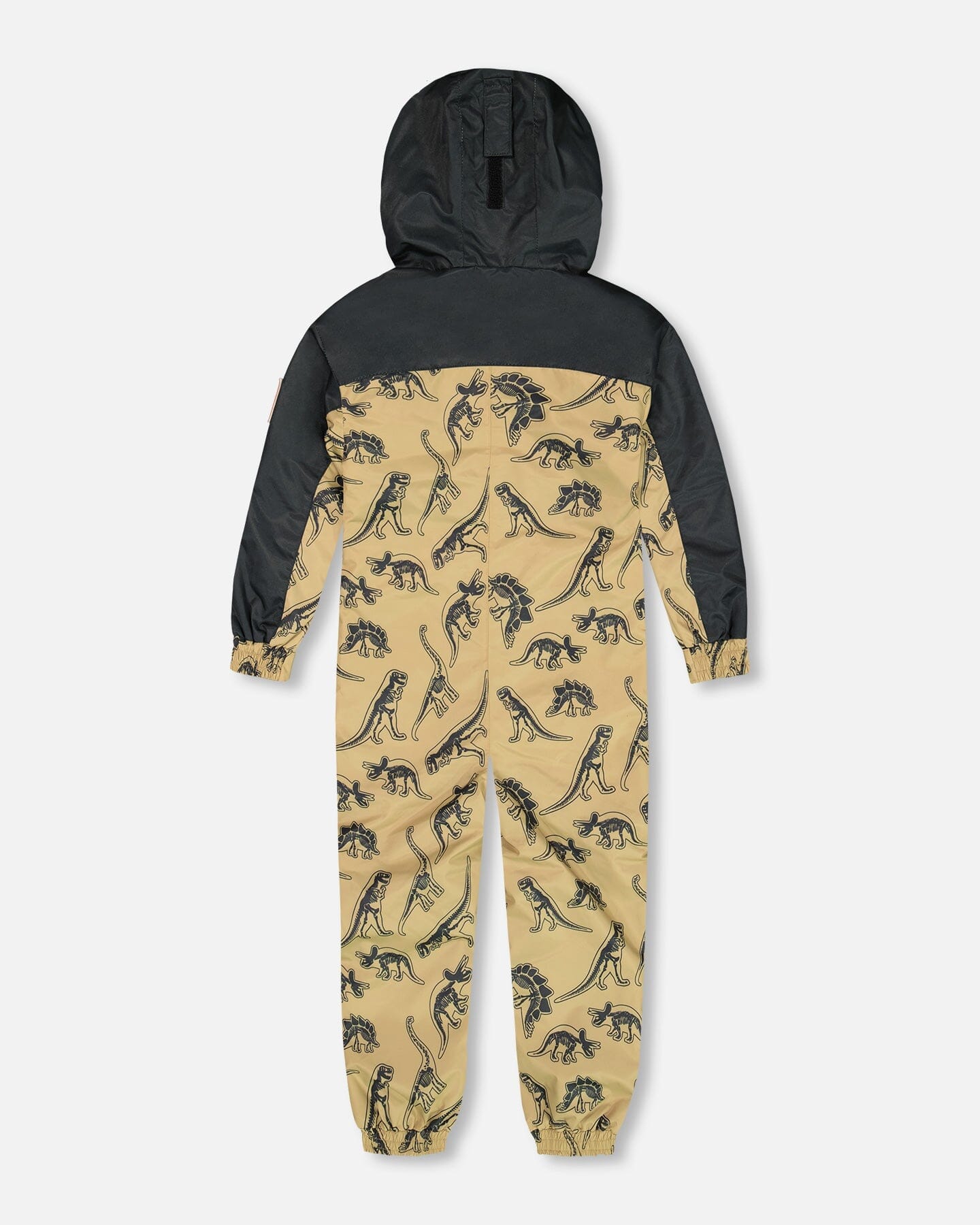 Printed Mid-Season One-Piece Outerwear Black Dinosaur On Beige Background