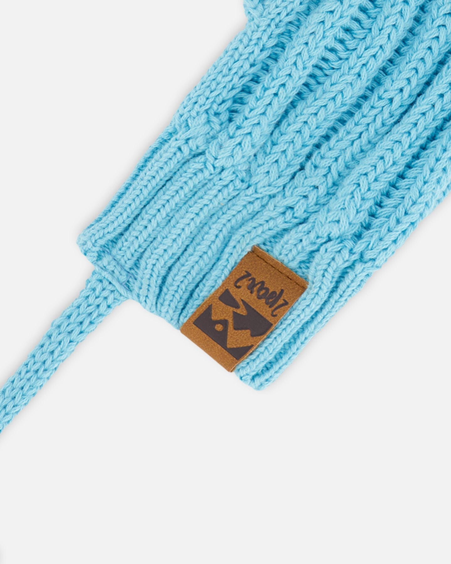 Baby Knit Mittens With String Light Blue