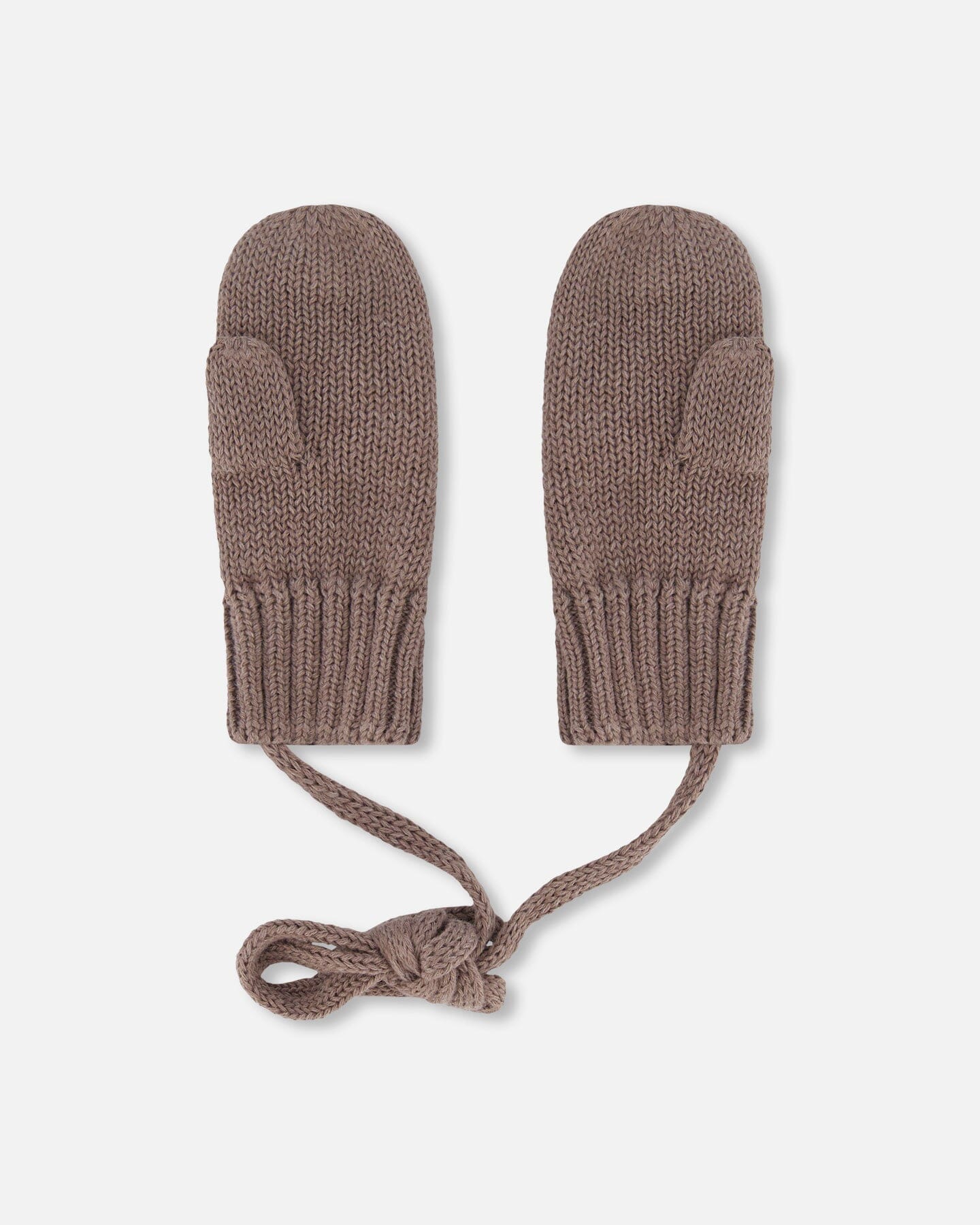Baby Knit Mittens With String Taupe