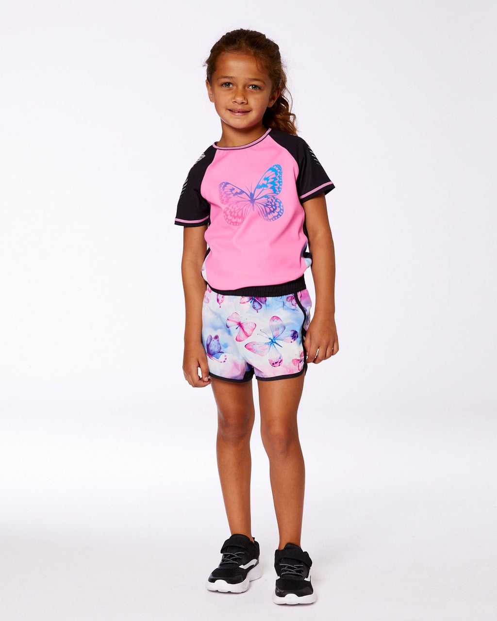 Printed Athletic Short Pink, Blue And Butterflies