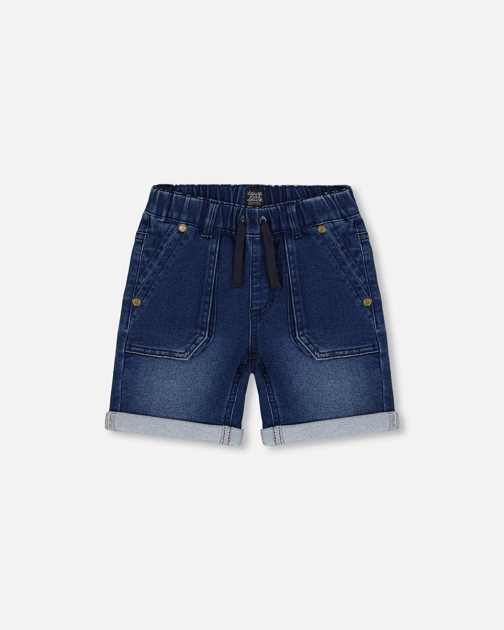 French Terry Denim Short Dark Denim Blue