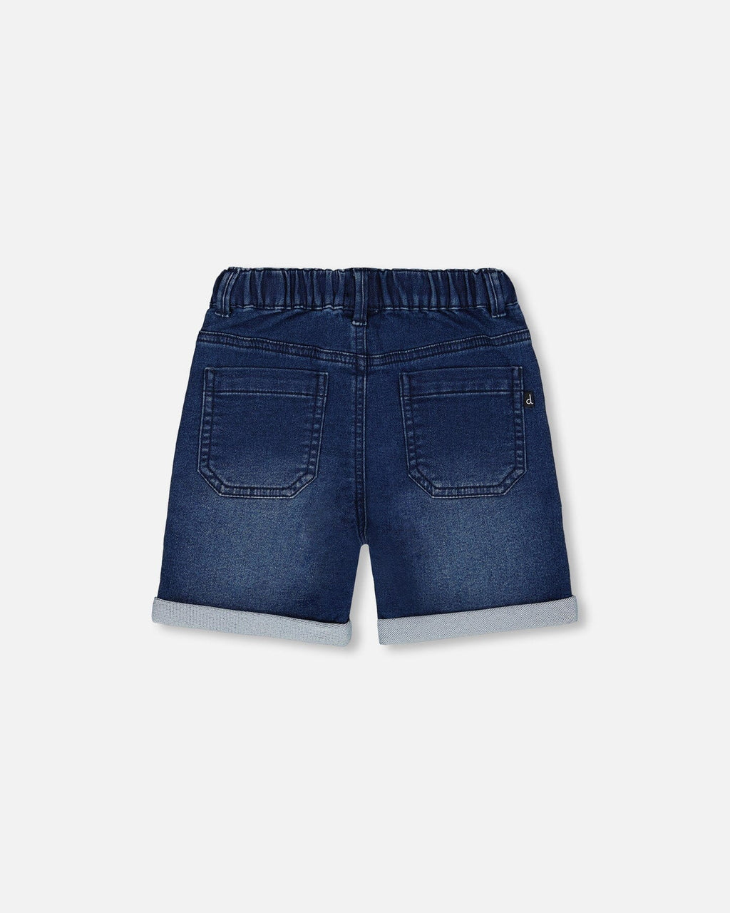 French Terry Denim Short Dark Denim Blue
