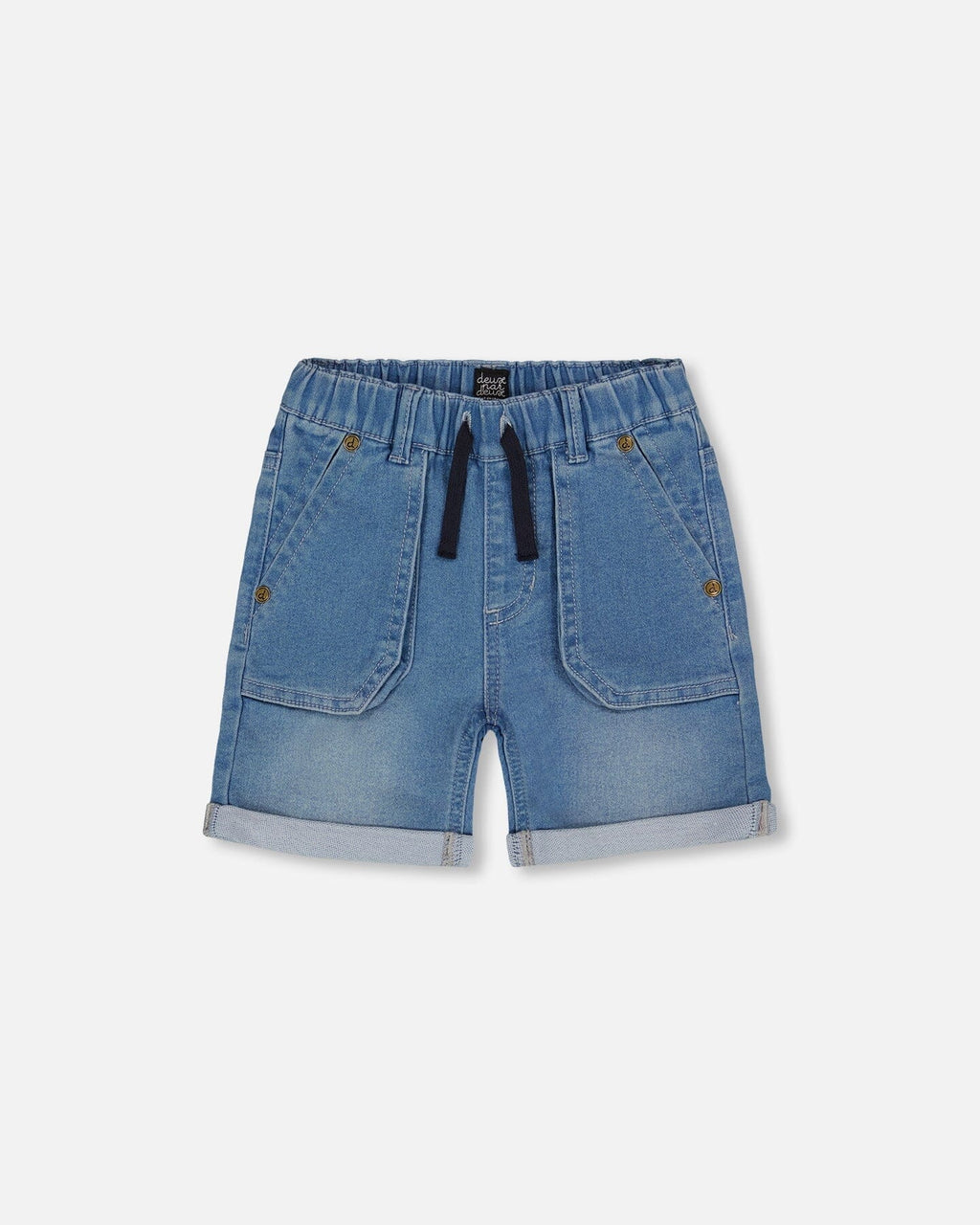 French Terry Denim Short Denim Blue