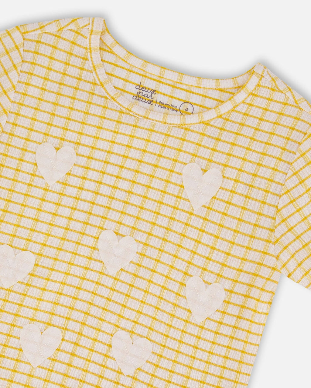 Crinkle Top With Applique Pale Yellow And White