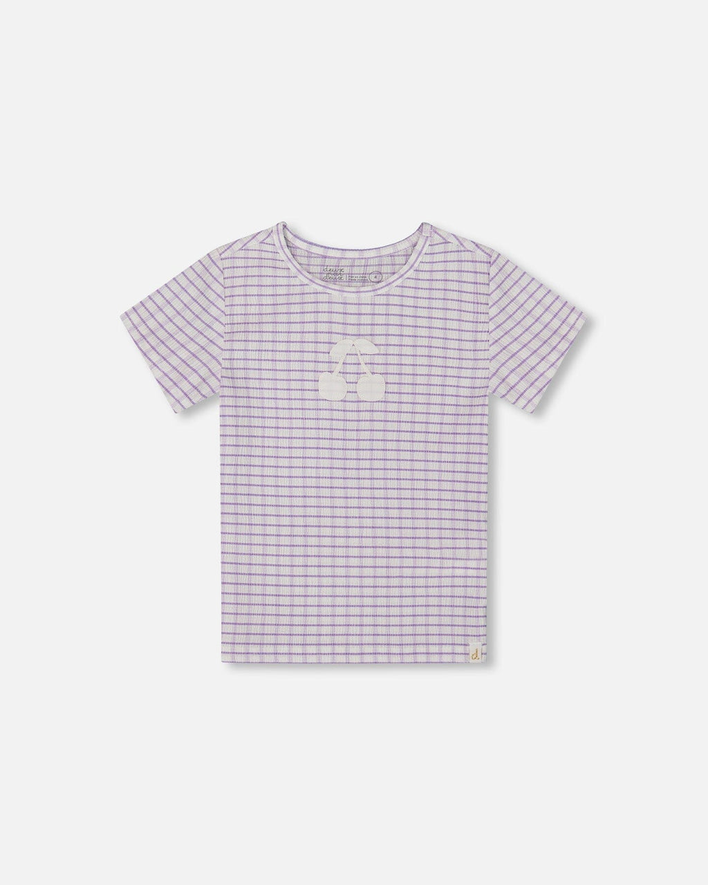 Crinkle Top With Applique White Checkered Lilac