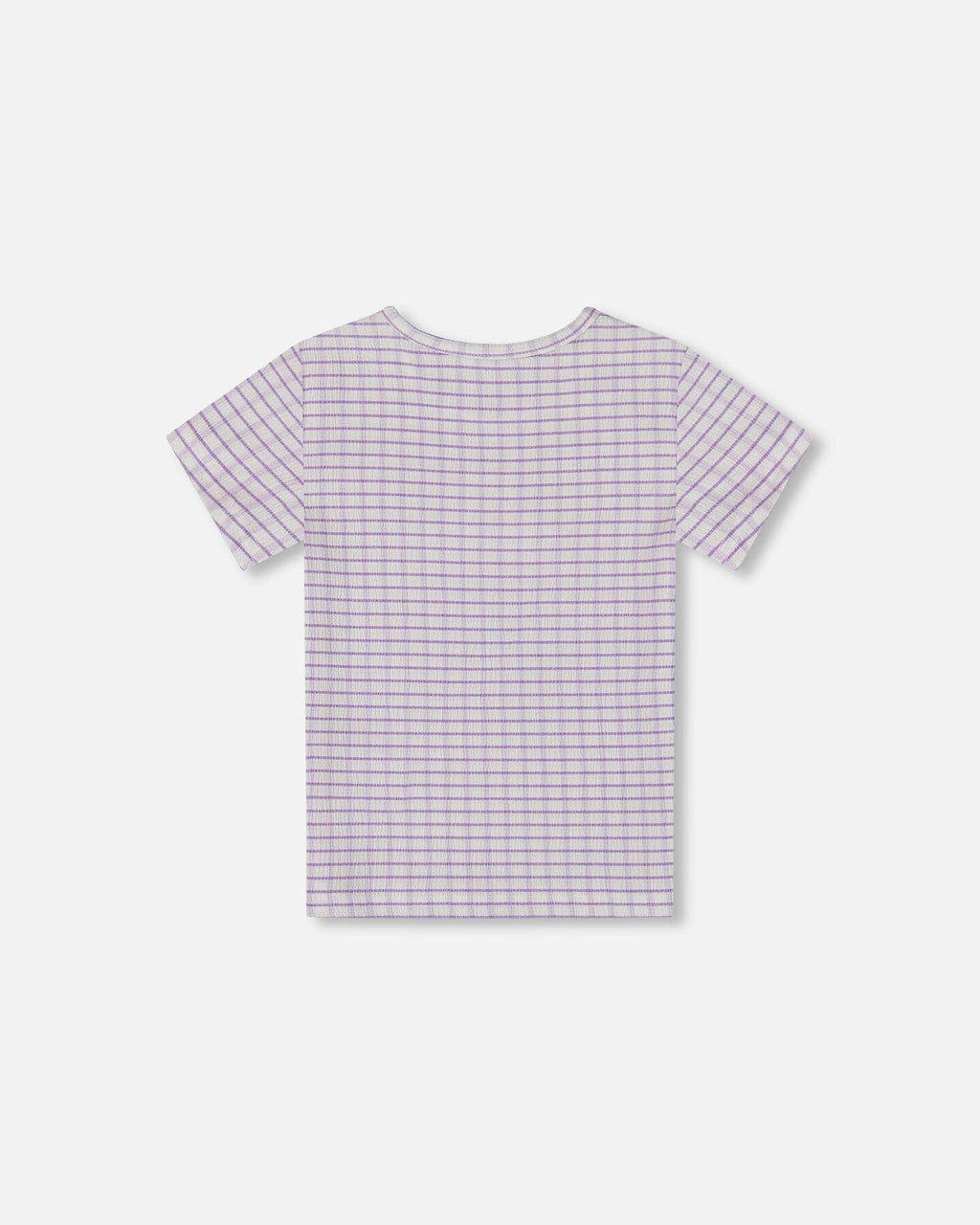 Crinkle Top With Applique White Checkered Lilac