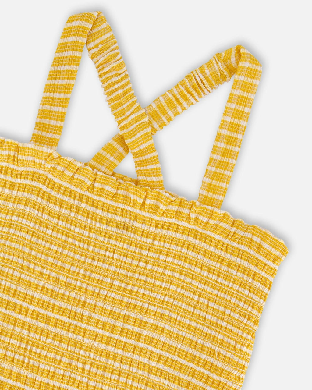 Smocked Tank Top Pale Yellow And White