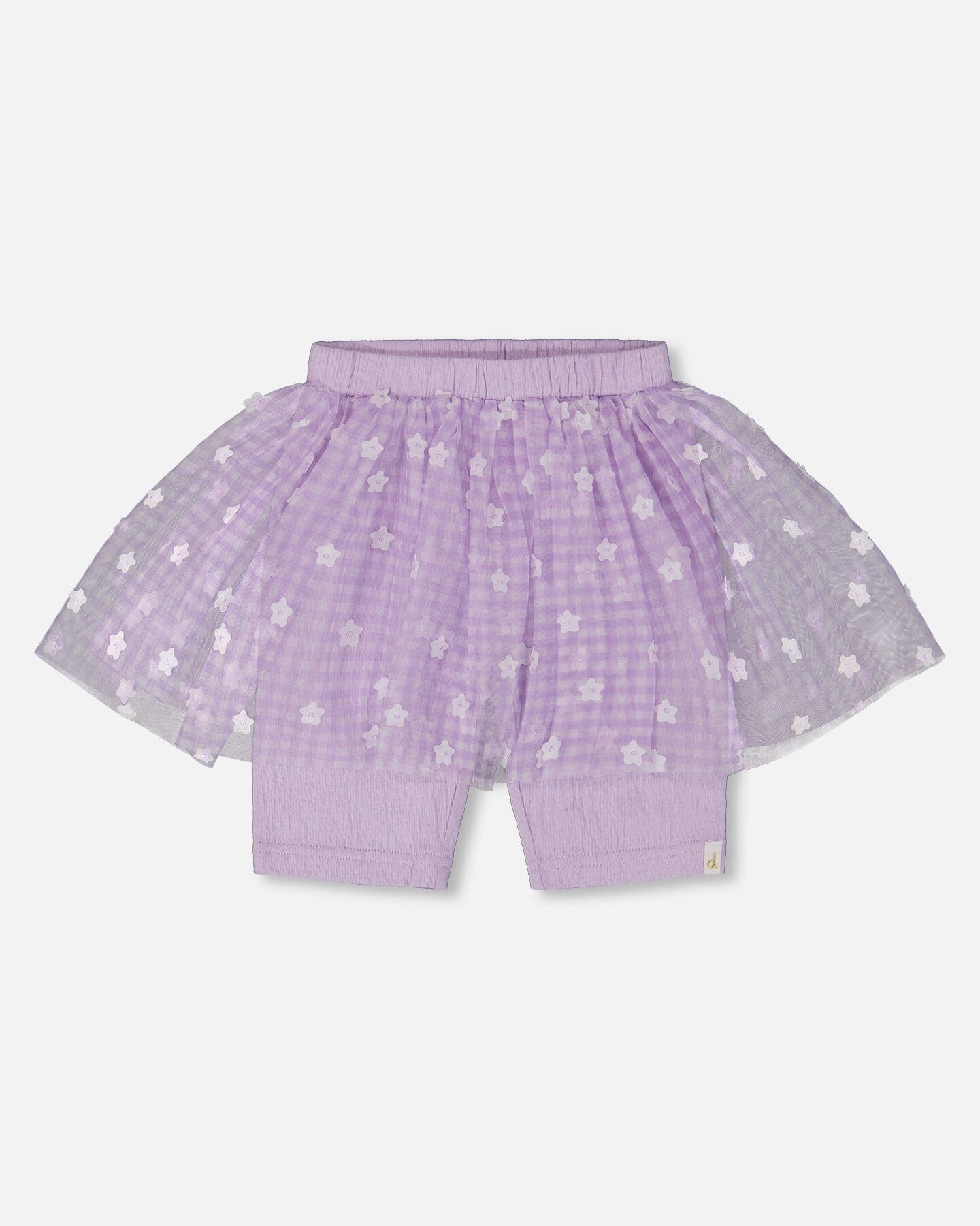 Crinkle Biker Short With Flower Mesh Skirt Lilac With White Flowers