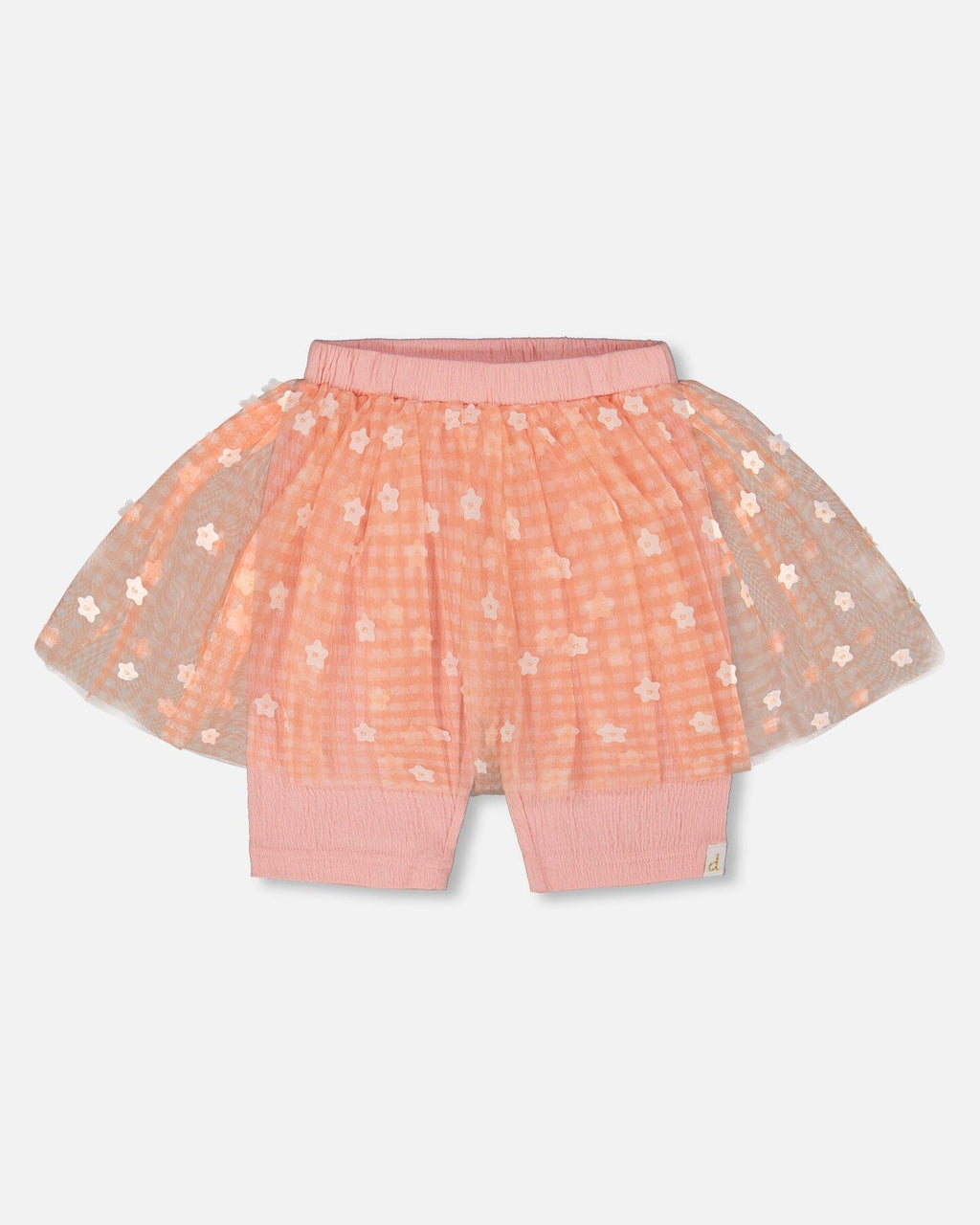 Crinkle Biker Short With Flower Mesh Skirt Light Old Pink