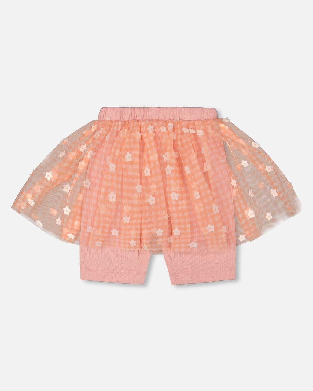 Crinkle Biker Short With Flower Mesh Skirt Light Old Pink