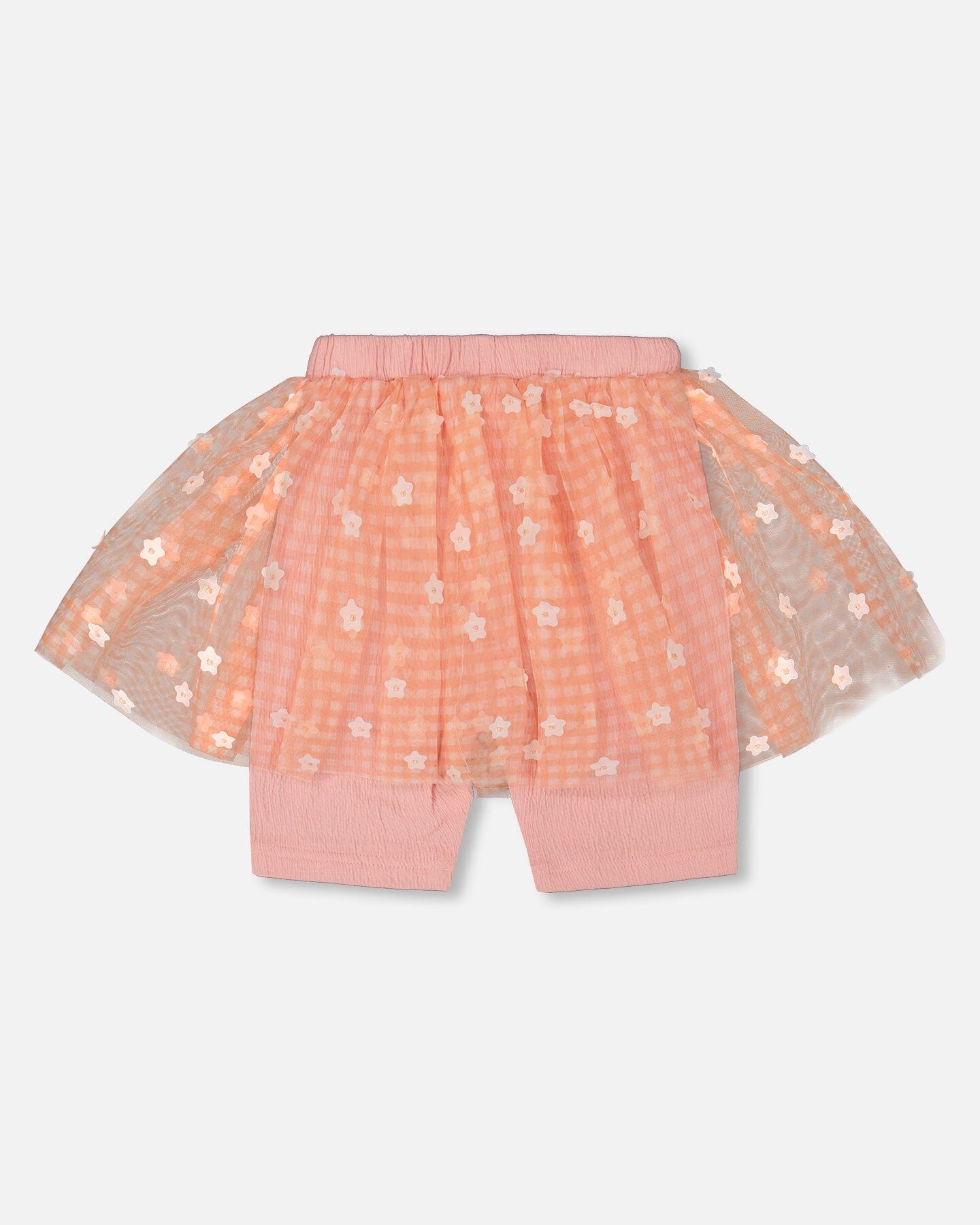 Crinkle Biker Short With Flower Mesh Skirt Light Old Pink