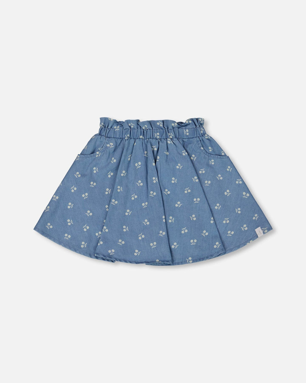 Printed Chambray Skort Blue And White Cherries