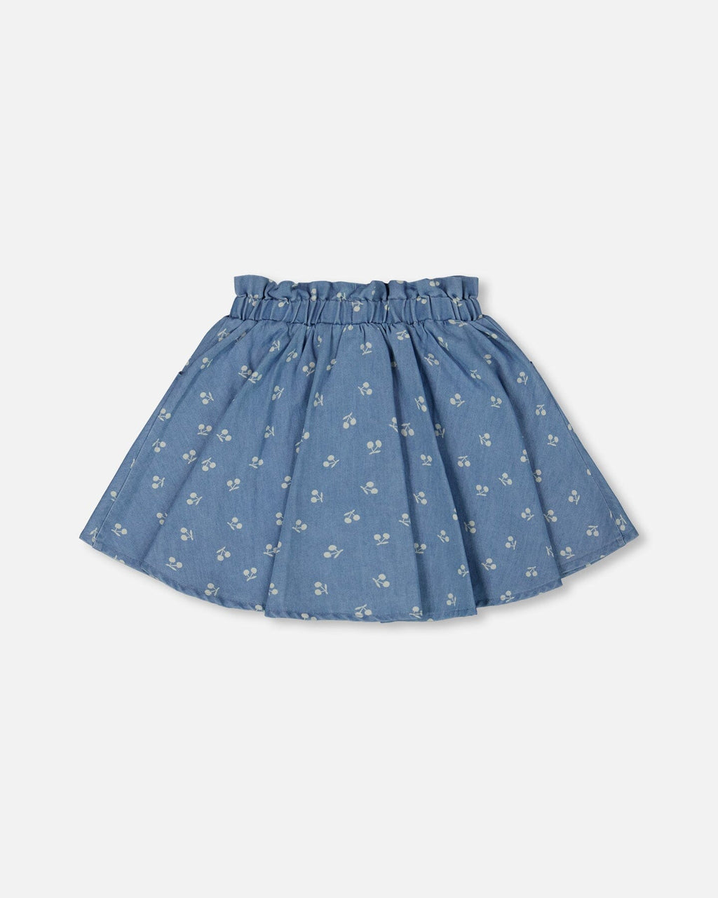 Printed Chambray Skort Blue And White Cherries