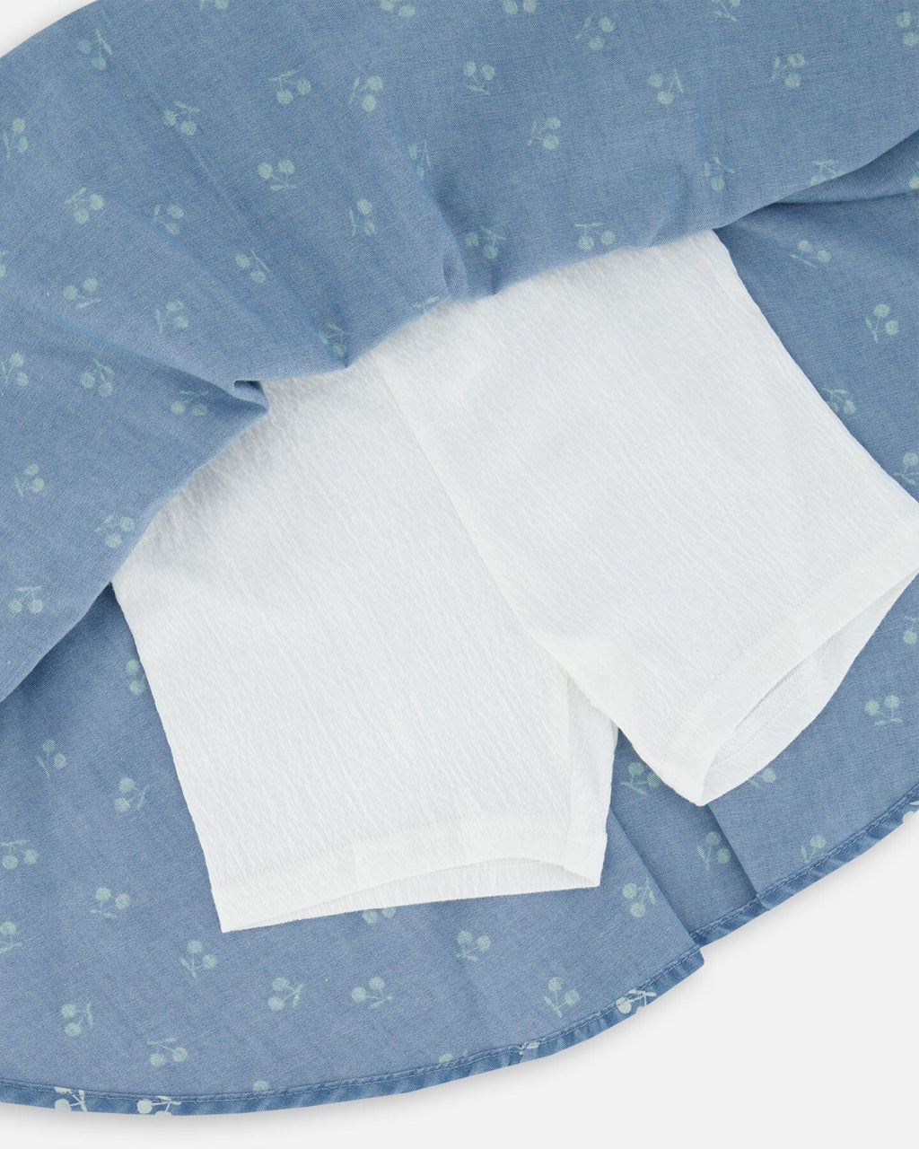 Printed Chambray Skort Blue And White Cherries