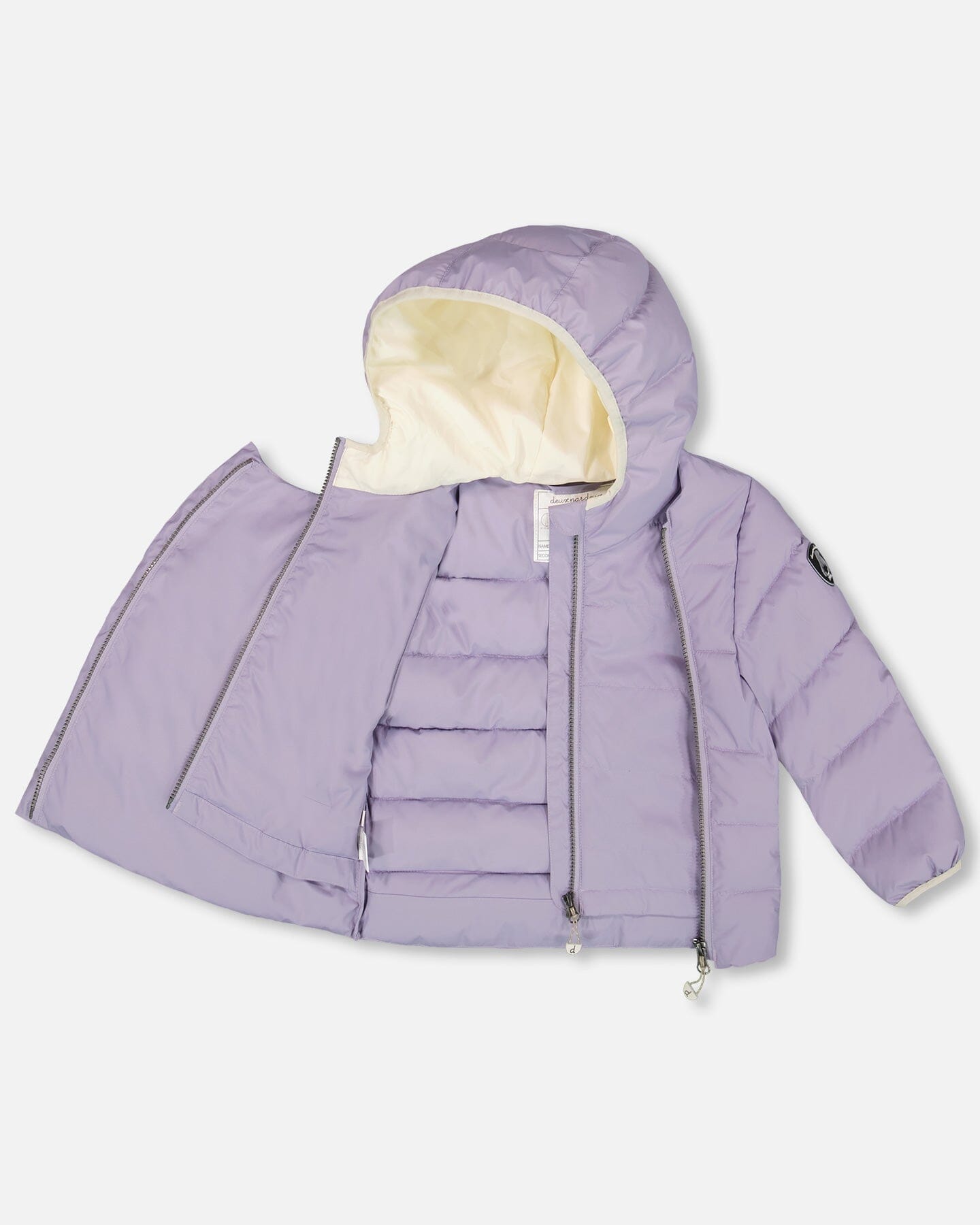 Compressible Winter Puffy Coat Designed For Car Seat Purple Gray