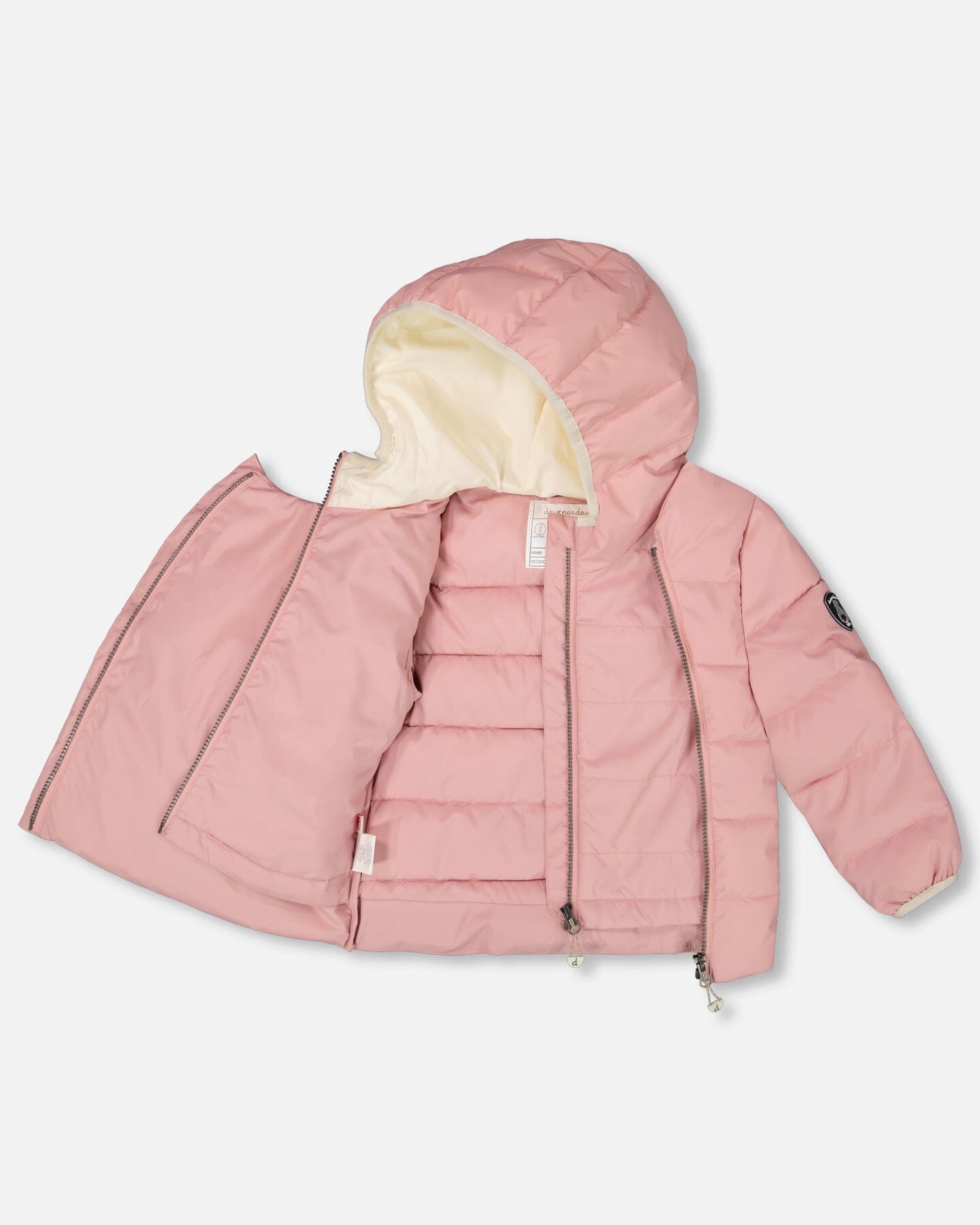 Compressible Winter Puffy Coat Designed For Car Seat Dusty Pink