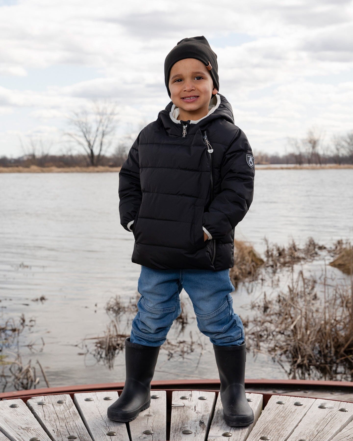 Compressible Winter Puffy Coat Designed For Car Seat Black