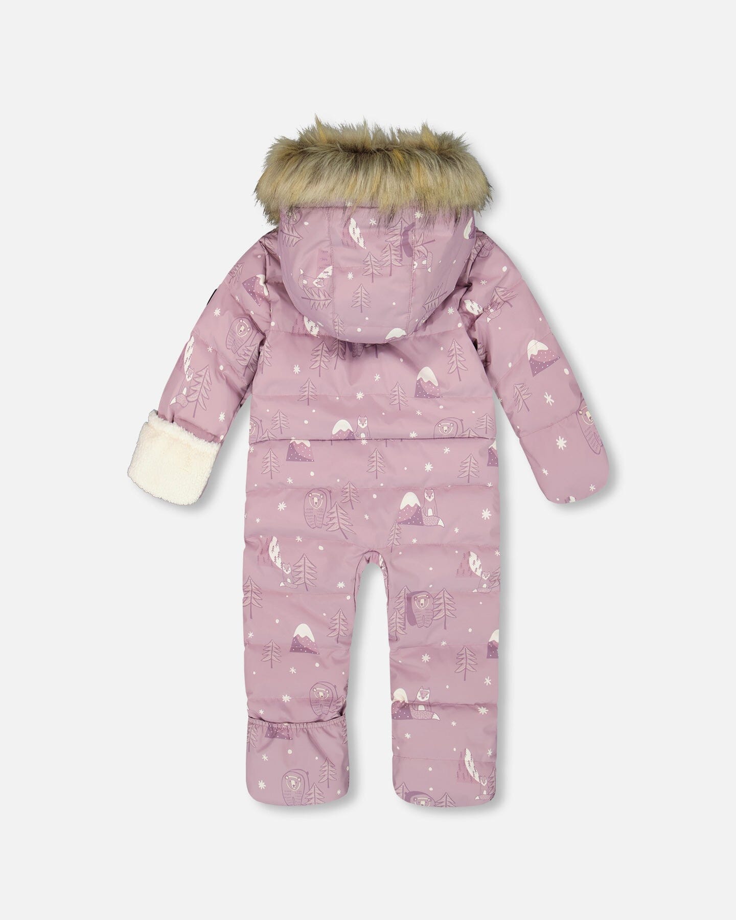 One-Piece Baby Snug Snowsuit Designed For Car Seat Purple Bear Print