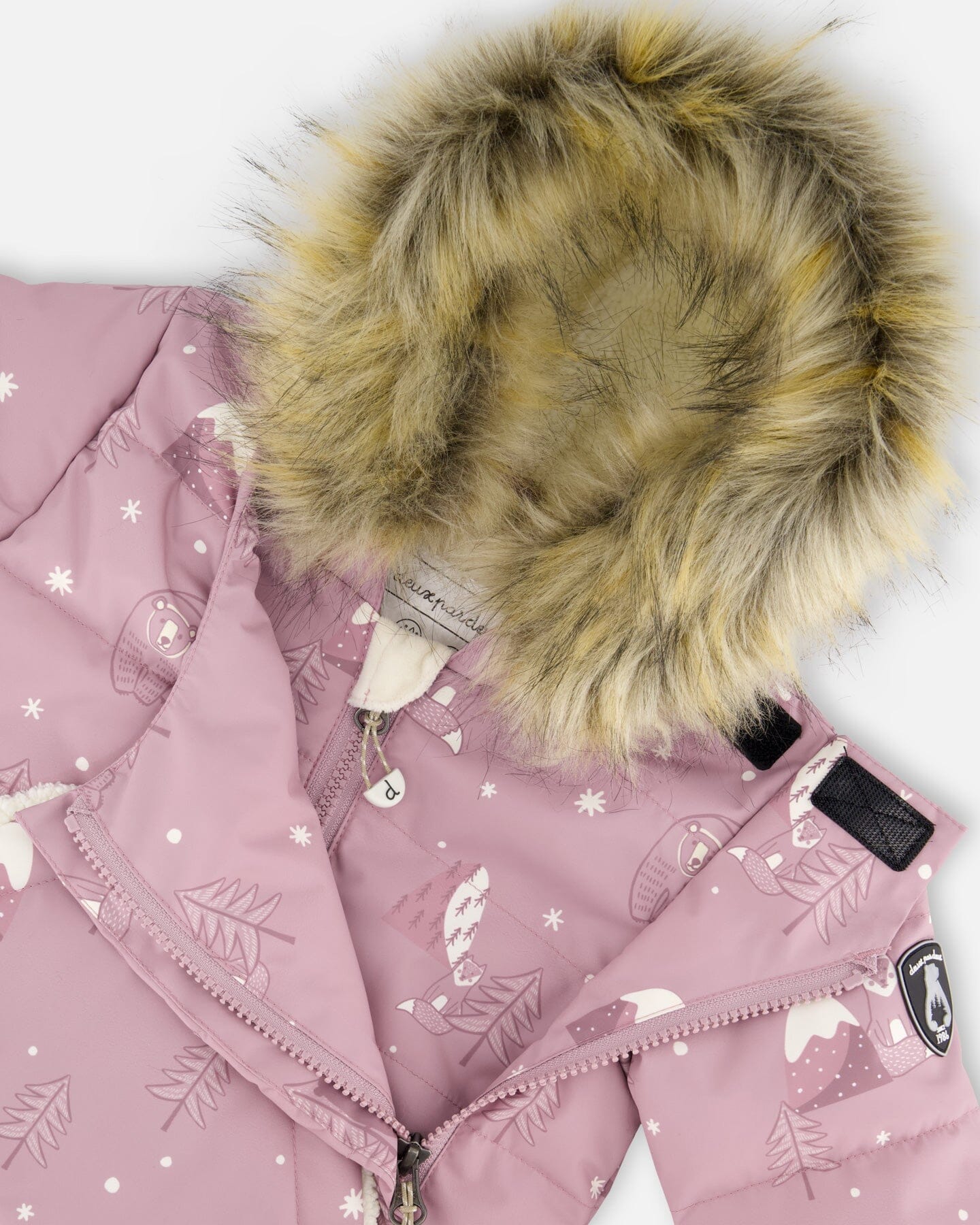 One-Piece Baby Snug Snowsuit Designed For Car Seat Purple Bear Print