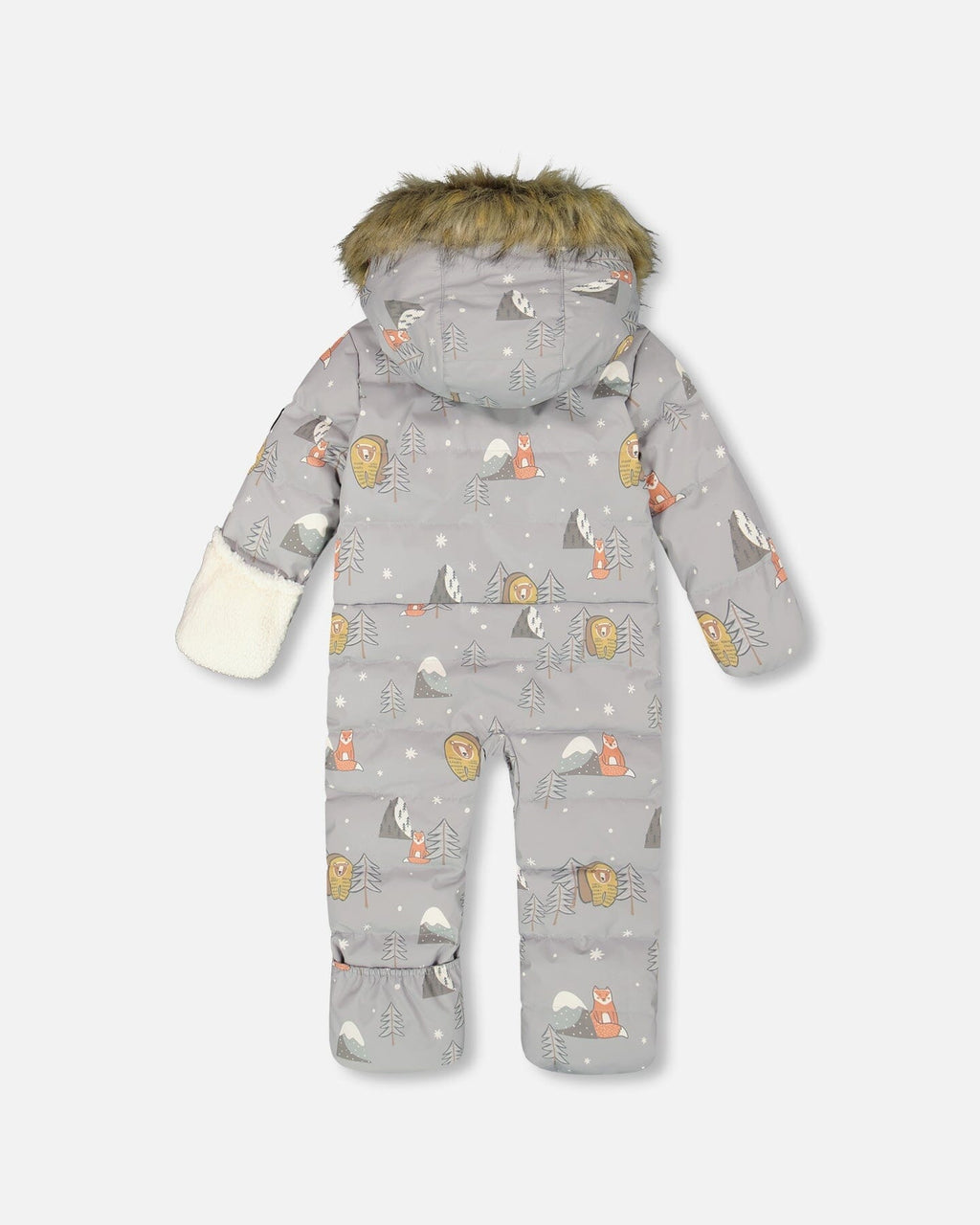 One-Piece Baby Snug Snowsuit Designed For Car Seat Gray Bear Print