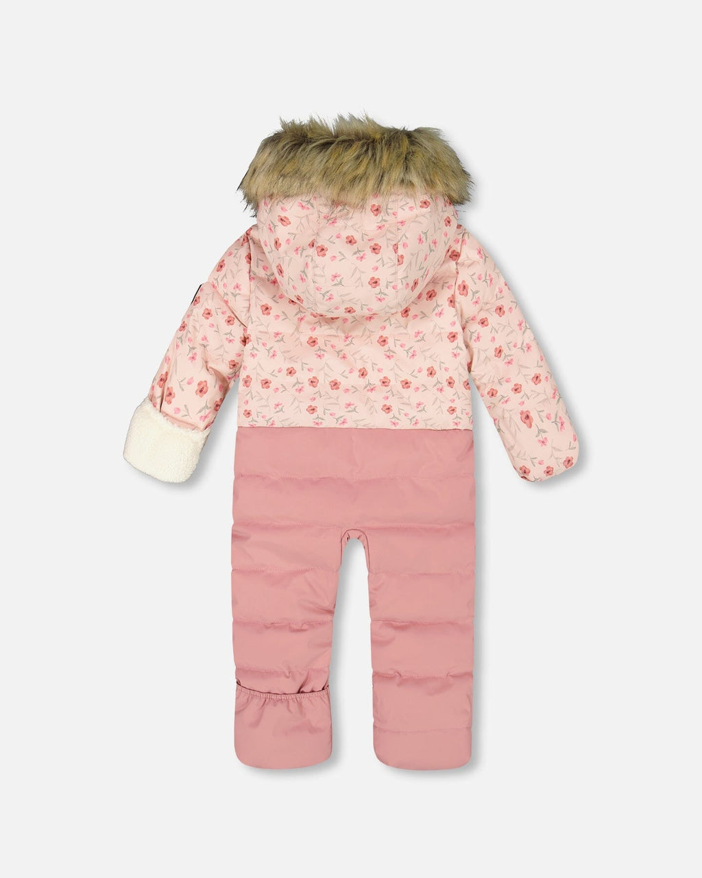One-Piece Baby Snug Snowsuit Designed For Car Seat Pink Mini Flowers