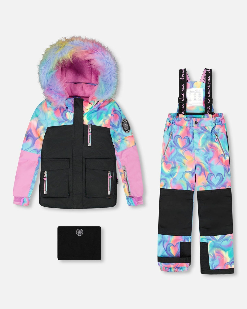 Two-Piece Play Snowsuit Rainbow Heart Print