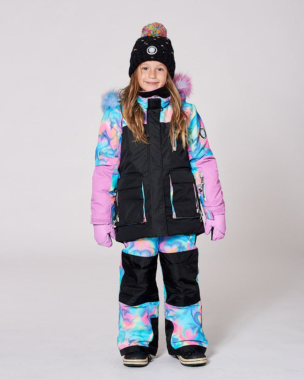 Two-Piece Play Snowsuit Rainbow Heart Print