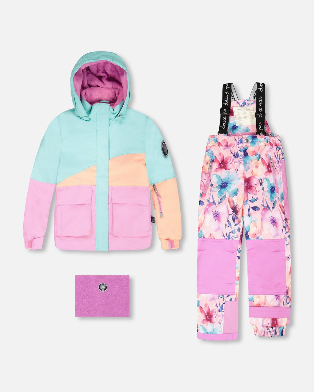 Two-Piece Play Snowsuit Pink Watercolor Flower Print