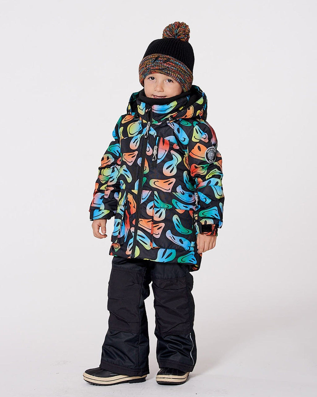 Two-Piece Play Snowsuit With Allover Print Jacket Smiley Face