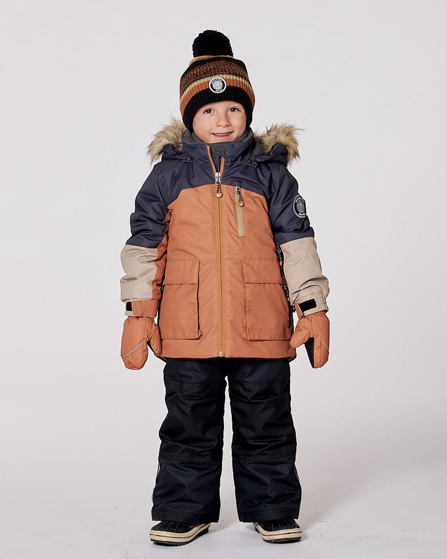 Two-Piece Play Snowsuit With Colorblocked Jacket Black