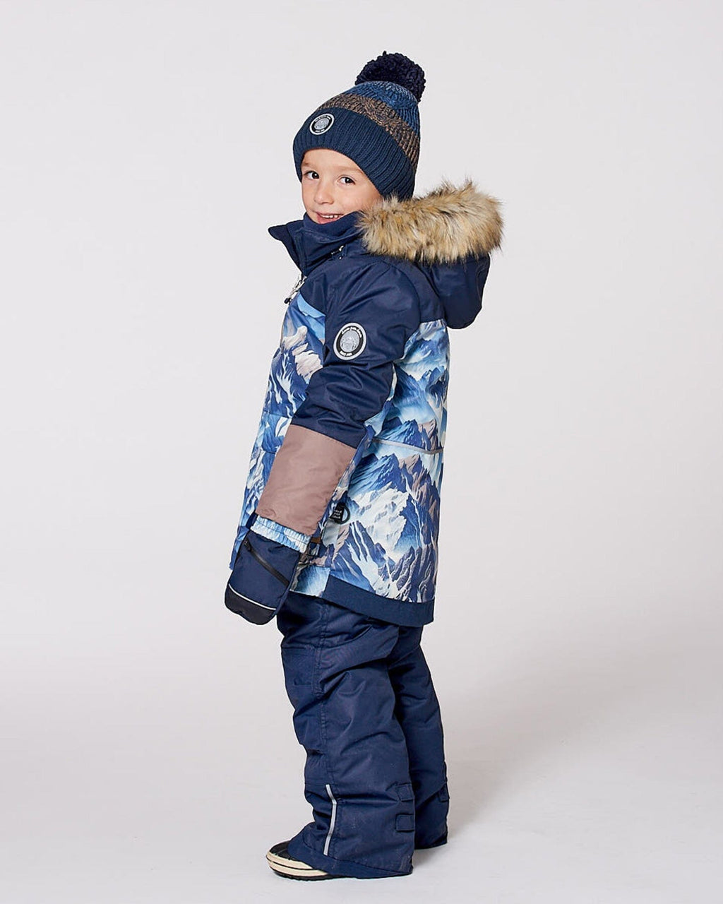Two-Piece Play Snowsuit With Printed Colorblocked Jacket Navy Blue