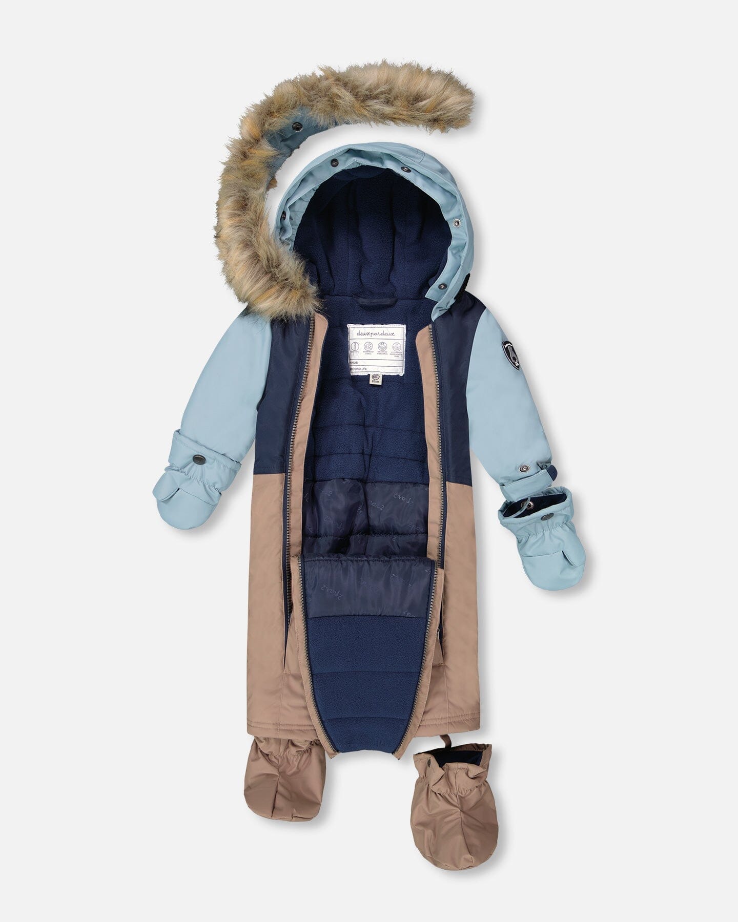 One-Piece Baby Play Snowsuit Designed For Car Seat Taupe