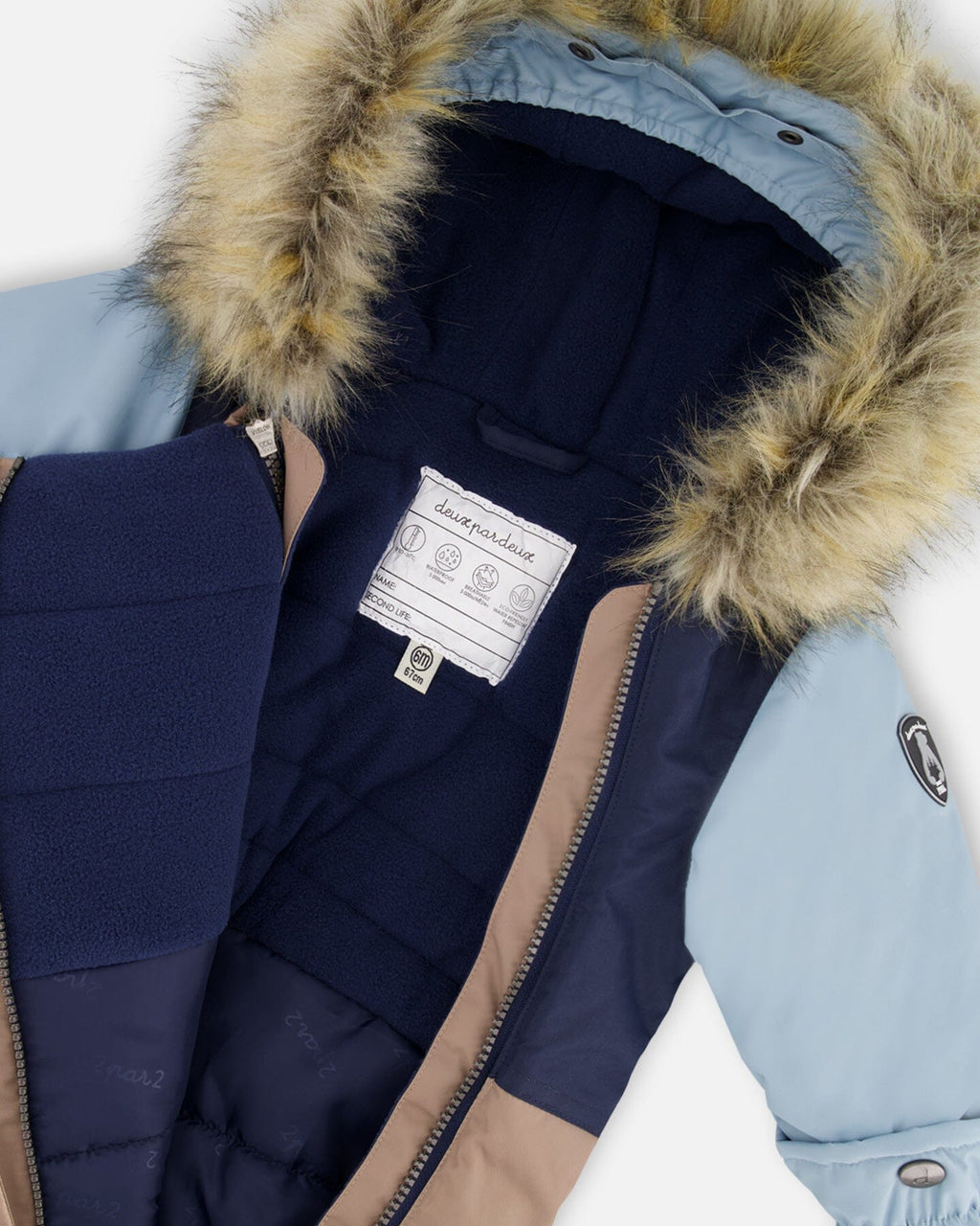 One-Piece Baby Play Snowsuit Designed For Car Seat Taupe