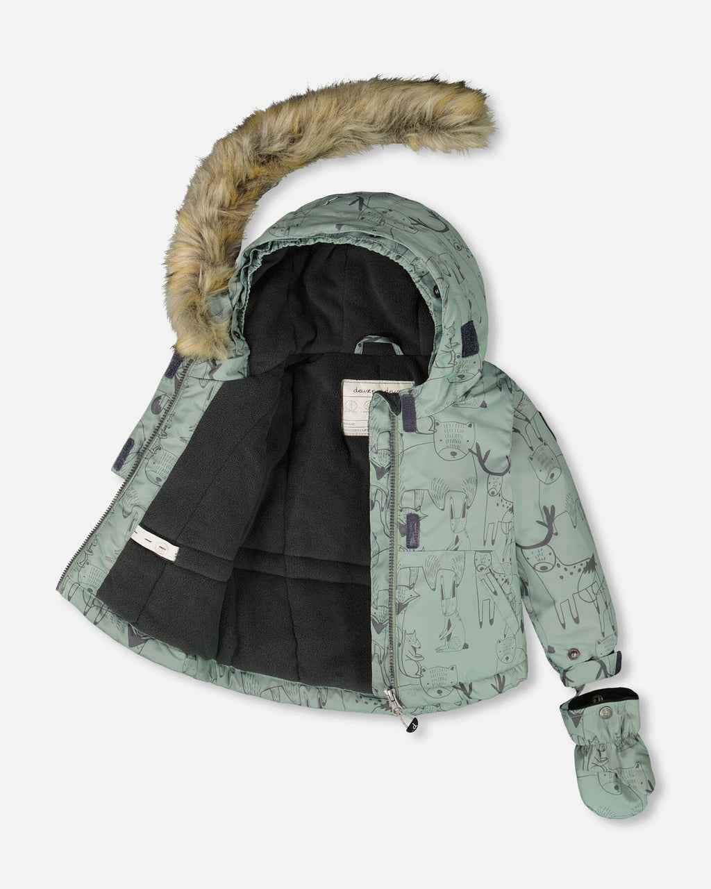 Two-Piece Baby Play Snowsuit With Printed Jacket Sage Green