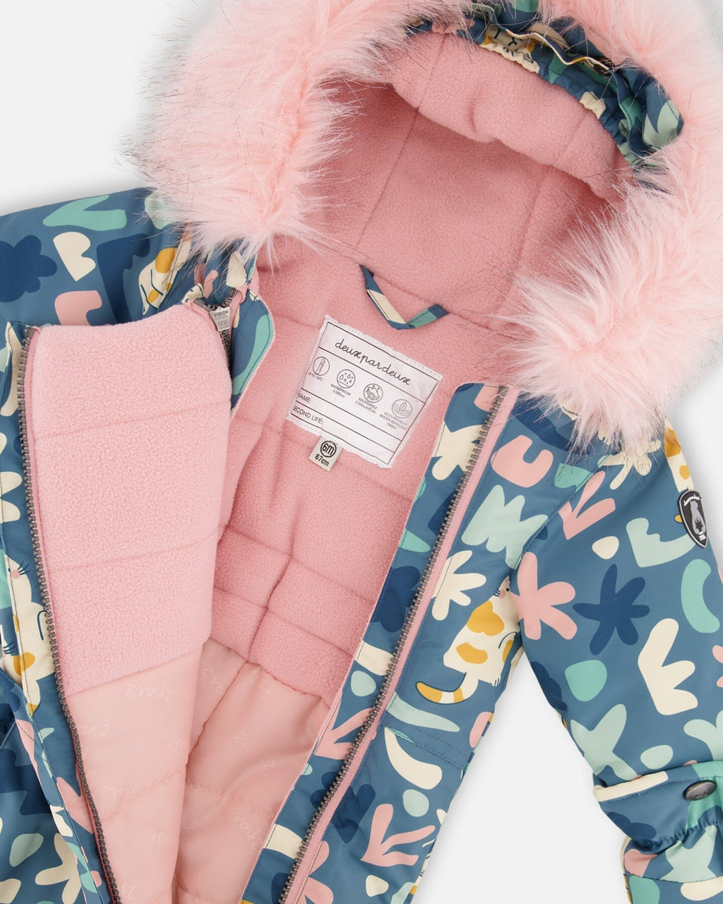 One-Piece Baby Play Snowsuit Designed For Car Seat Green Cat Print