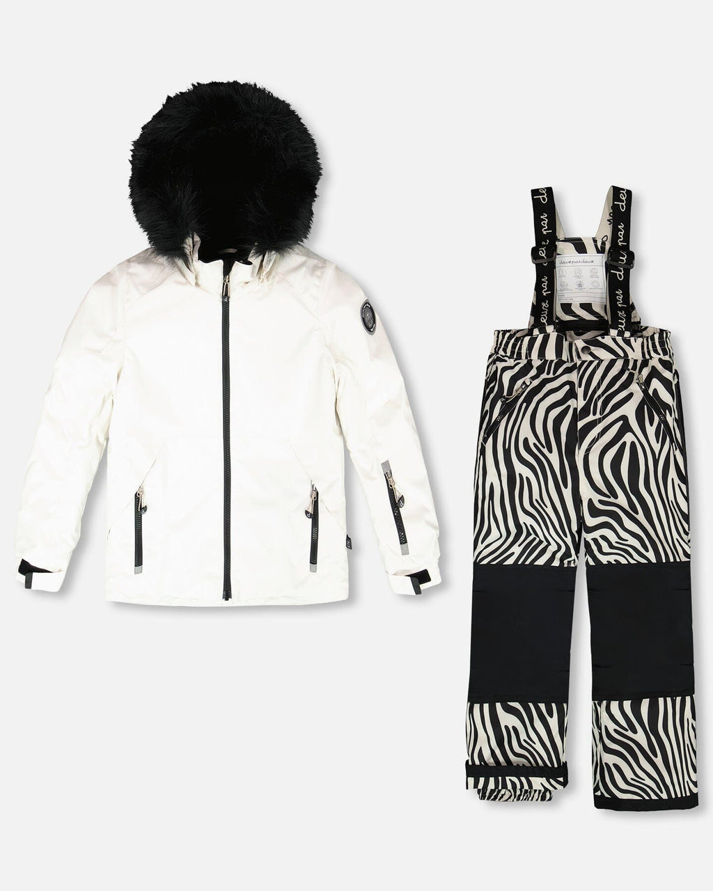Two-Piece Play Snowsuit Off-White With Printed Pants