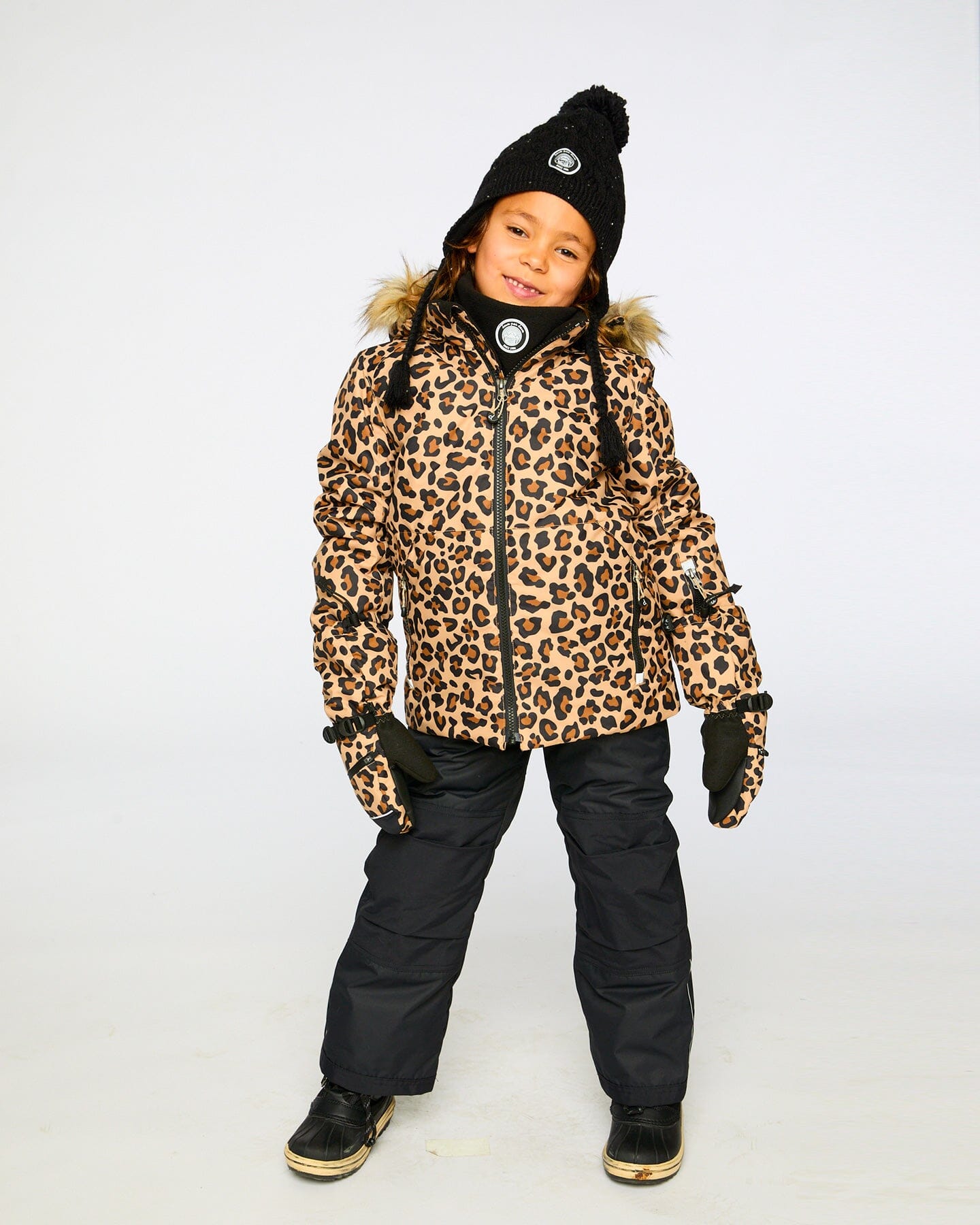 Two-Piece Play Snowsuit With Animal Print Jacket Black