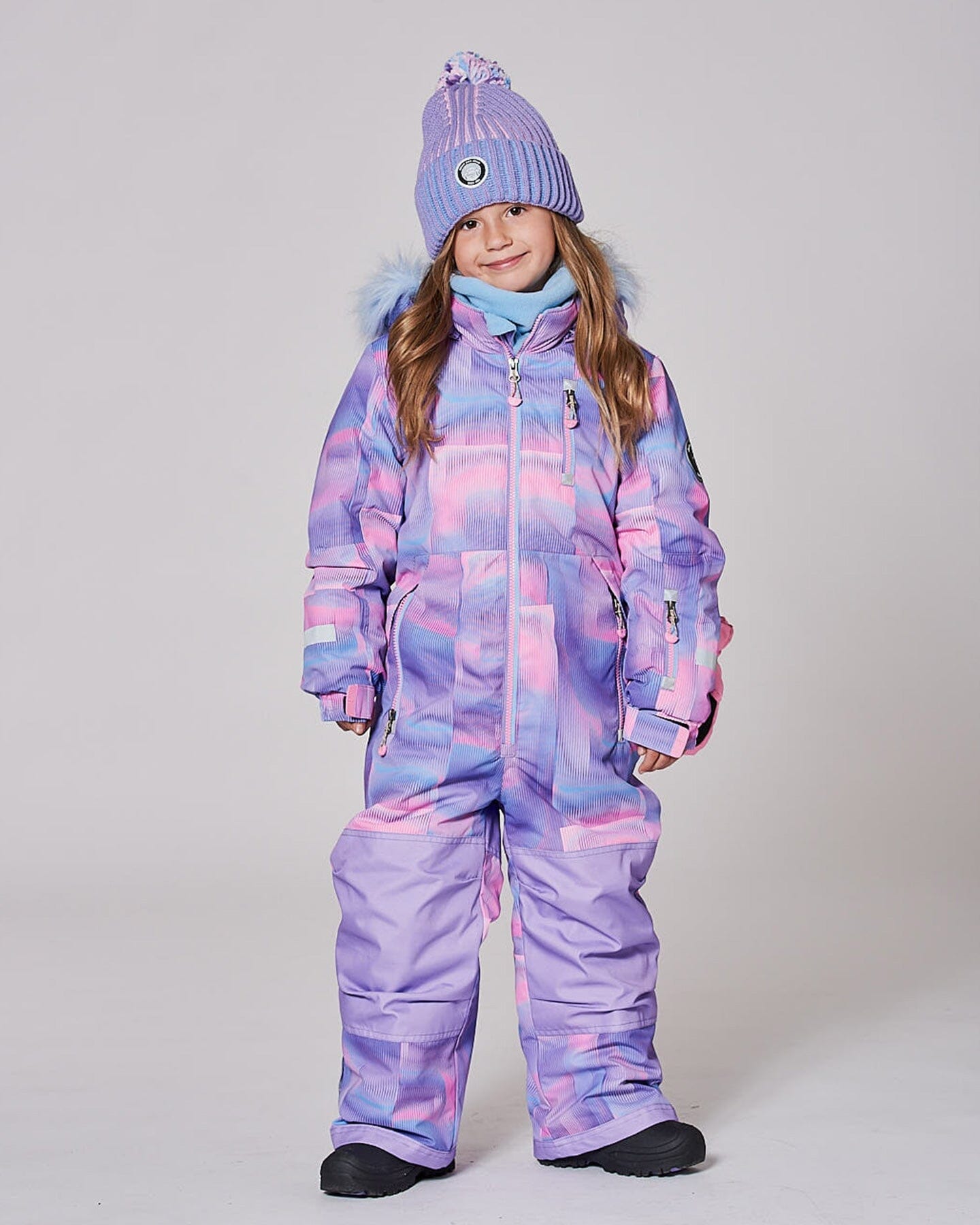 One-Piece Play Snowsuit Purple Geo