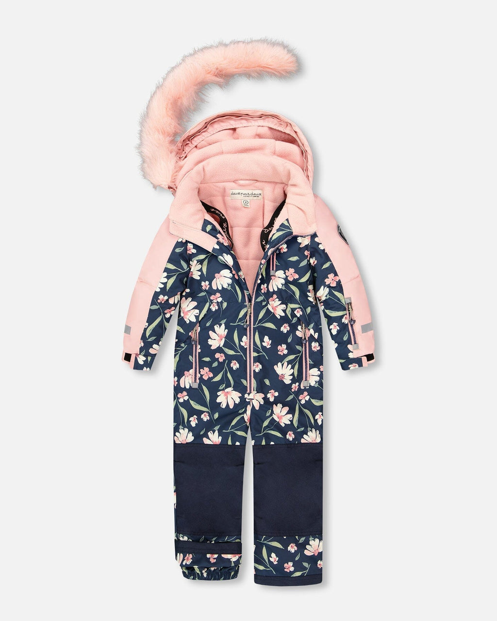 One-Piece Play Snowsuit Navy Flower Print