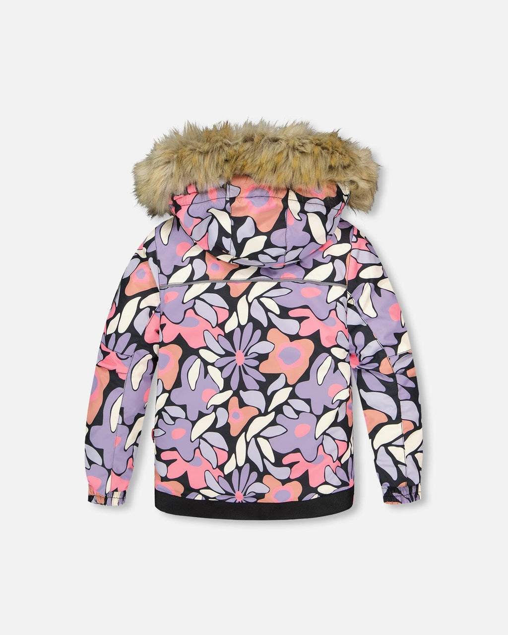 Two-Piece Play Snowsuit With Allover Print Jacket And Solid Pant Black