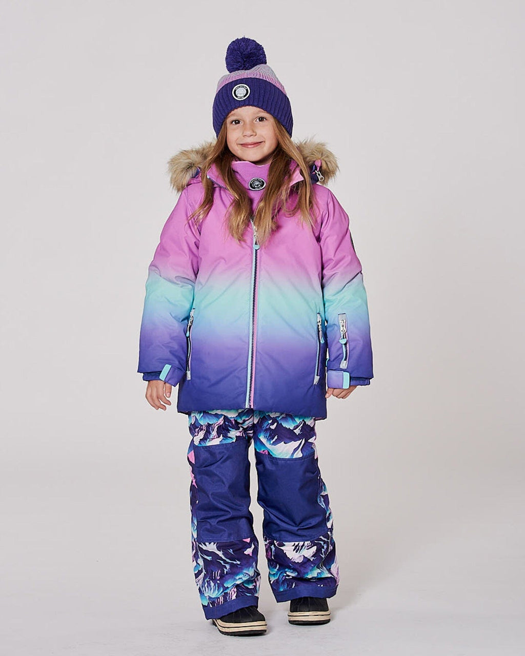 Two-Piece Play Snowsuit Purple Mountain Print