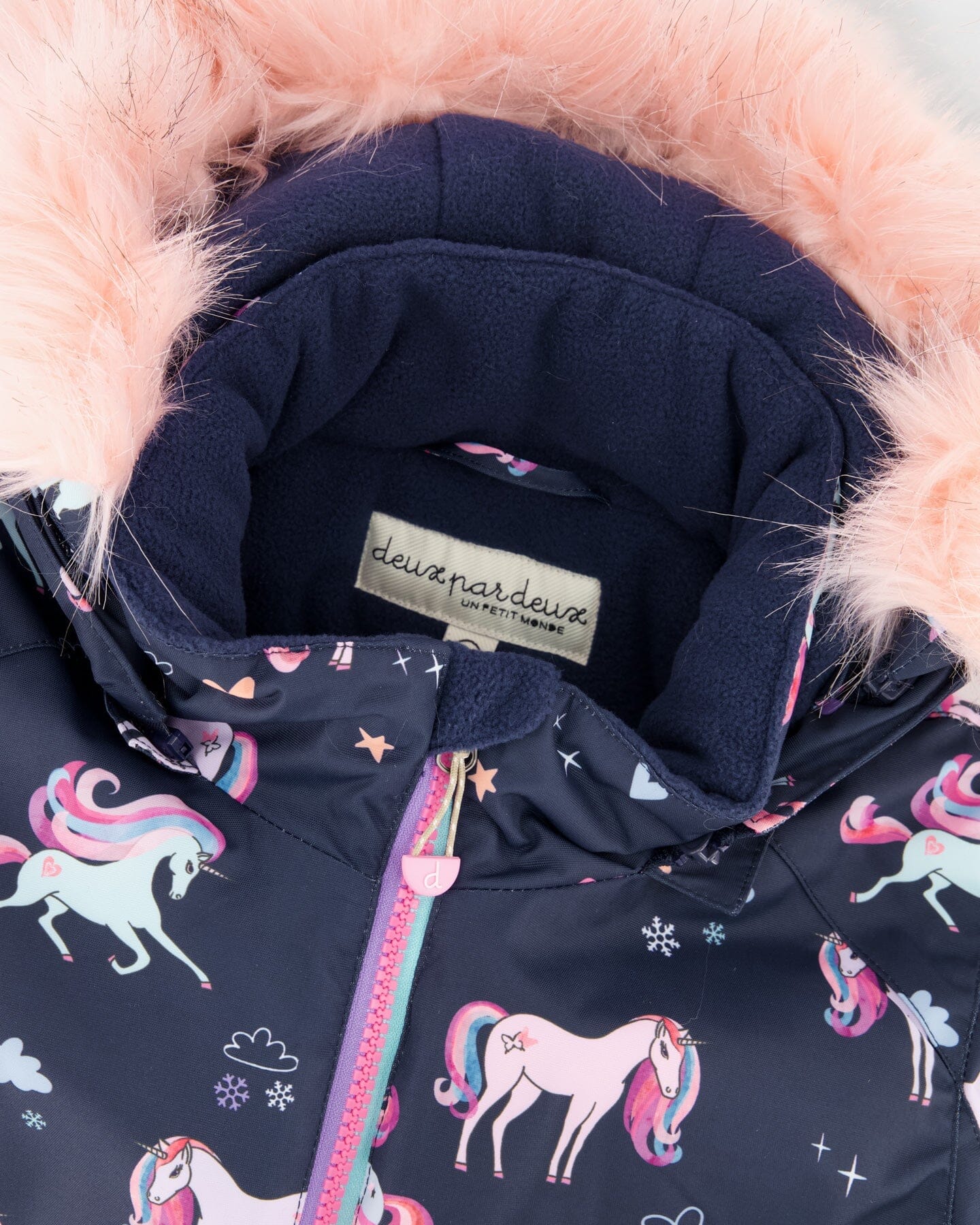 Two-Piece Play Snowsuit Navy Unicorn Print
