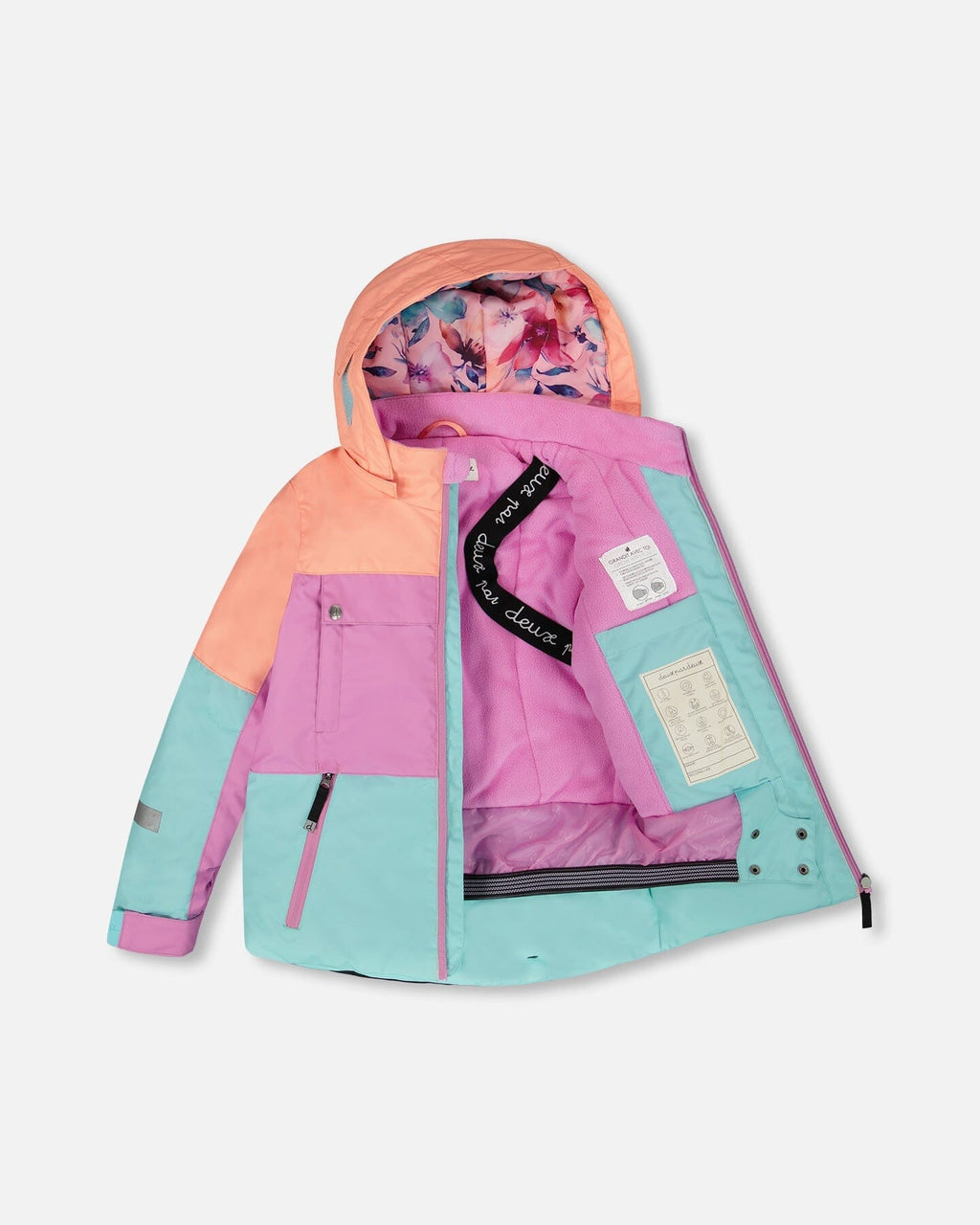 Two-Piece Teknik Snowsuit With Colorblocked Jacket Pink Watercolor Flower Print