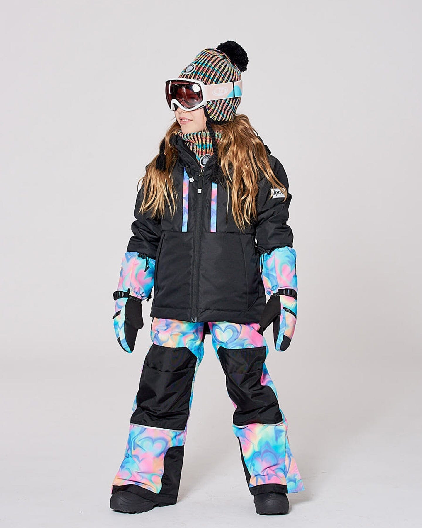 Two-Piece Teknik Snowsuit Rainbow Heart Print