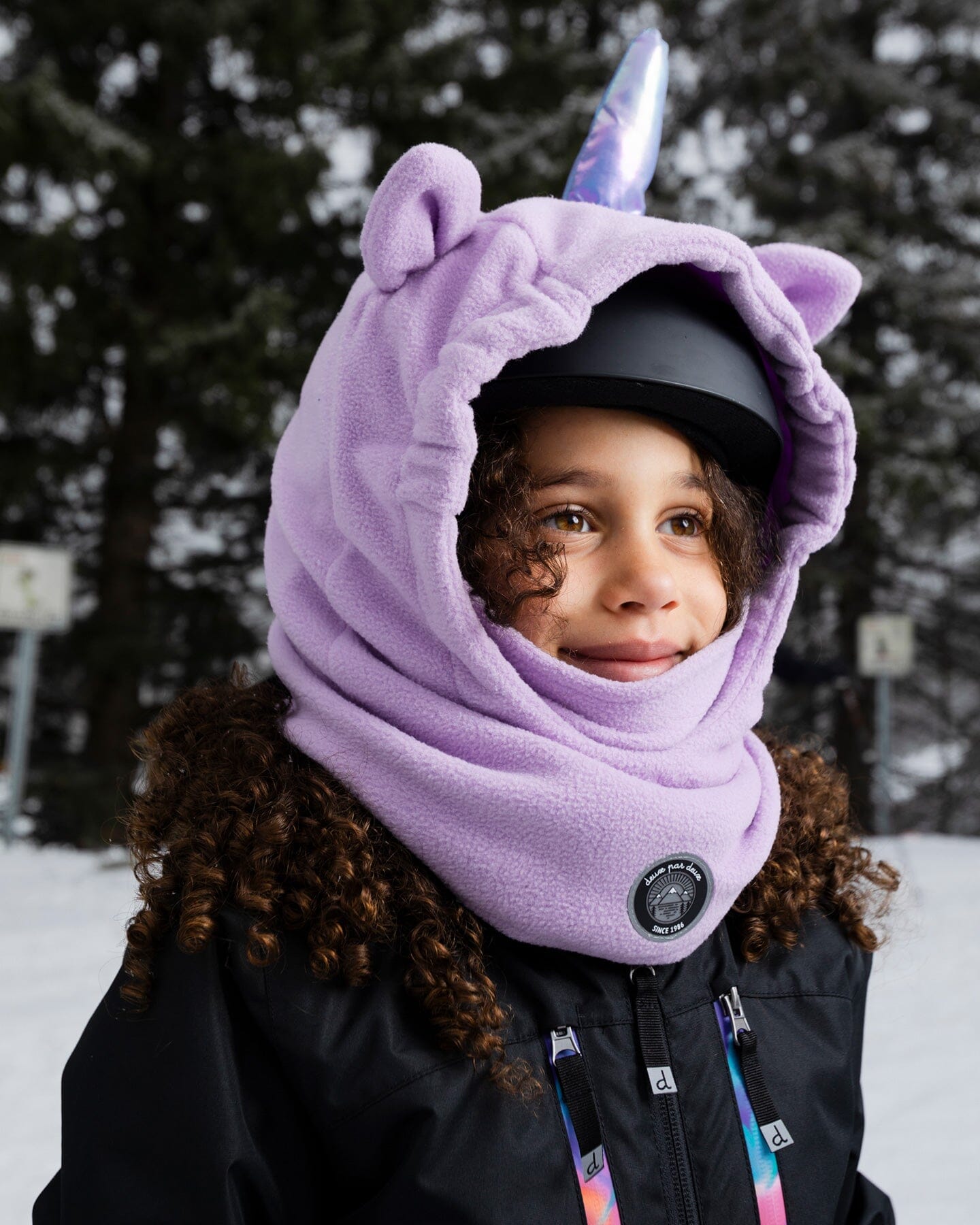 Polar Fleece Balaclava For Ski Helmet Purple Unicorn
