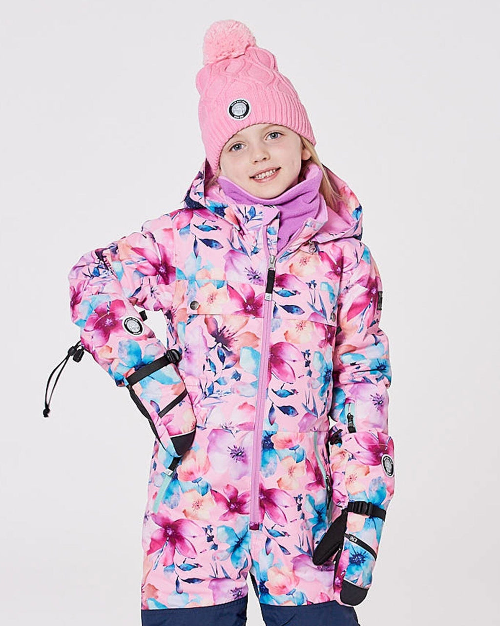 Winter Mittens Teknik Pink Watercolor Flower Print